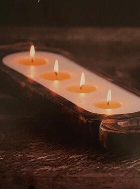 Himalayan Trading Post Wooden Candle Tray Med Grapefruit Pin