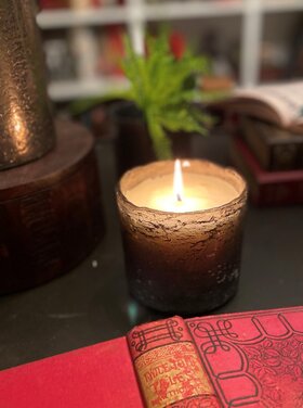 Himalayan Trading Post Artisan Glass Tumbler Smoky Grey Grapefruit Pine