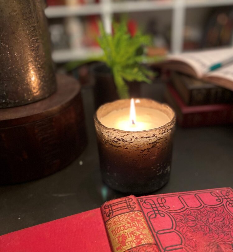 Himalayan Trading Post Artisan Glass Tumbler Smoky Grey Grapefruit Pine