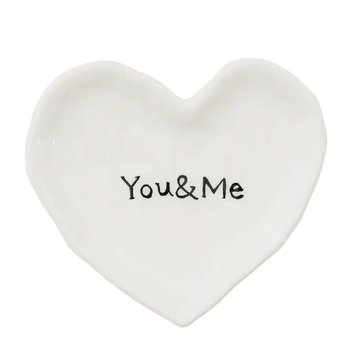 Creative Co-Op You and Me Ceramic Heart Dish
