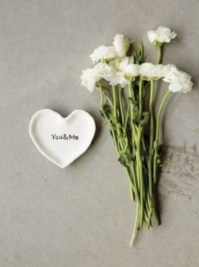 Creative Co-Op You and Me Ceramic Heart Dish