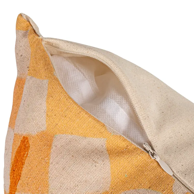 Creative Co-Op 18" Square Cotton & Linen Printed Pillow w/ Tablescape