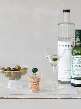 Creative Co-Op Glass Toothpick Holder with Hand-Blown Olive