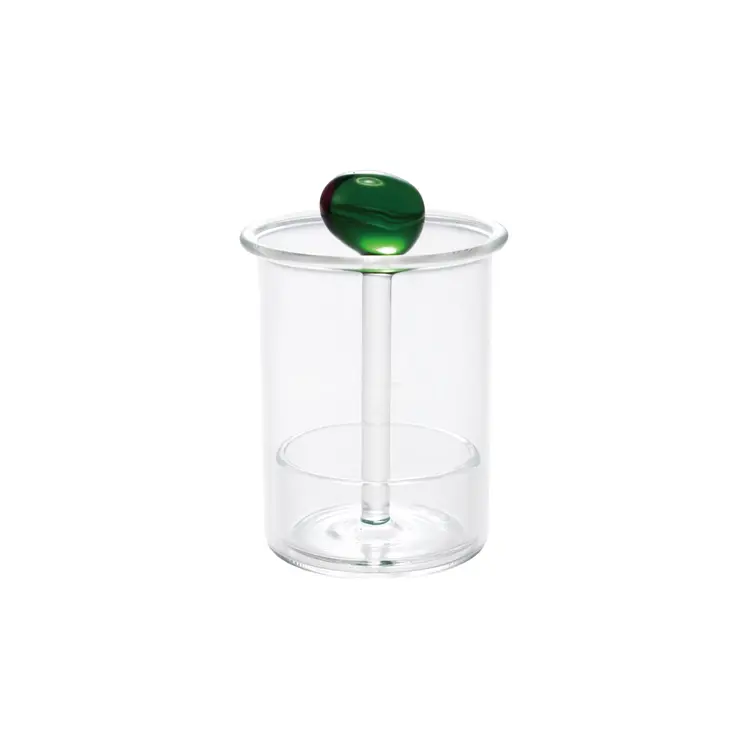Creative Co-Op Glass Toothpick Holder with Hand-Blown Olive