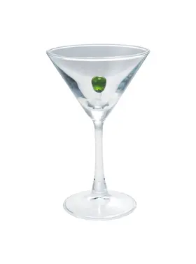 Creative Co-Op 6 oz. Stemmed Martini Glass with Hand-Blown Olive Inside