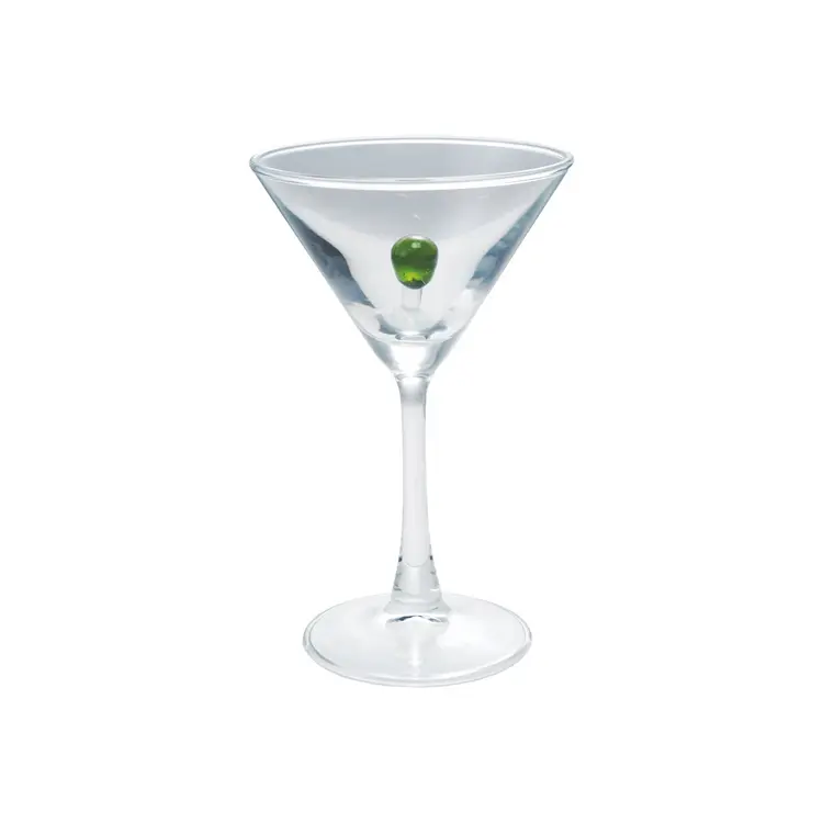 Creative Co-Op 6 oz. Stemmed Martini Glass with Hand-Blown Olive Inside