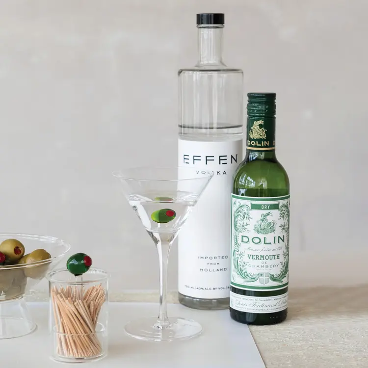 Creative Co-Op 6 oz. Stemmed Martini Glass with Hand-Blown Olive Inside