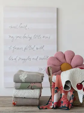 Creative Co-Op Cotton Knit Baby Blanket with Foxes