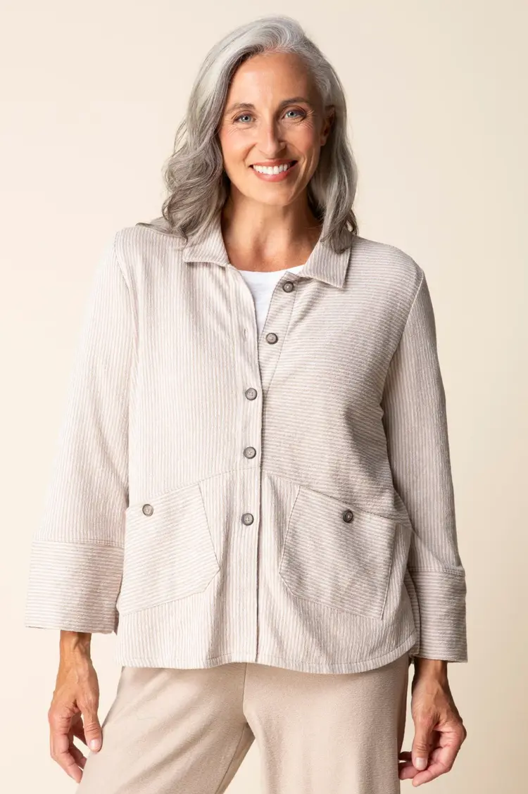 Habitat PASADENA KNIT STRIPE BUTTON FRONT SHIRT