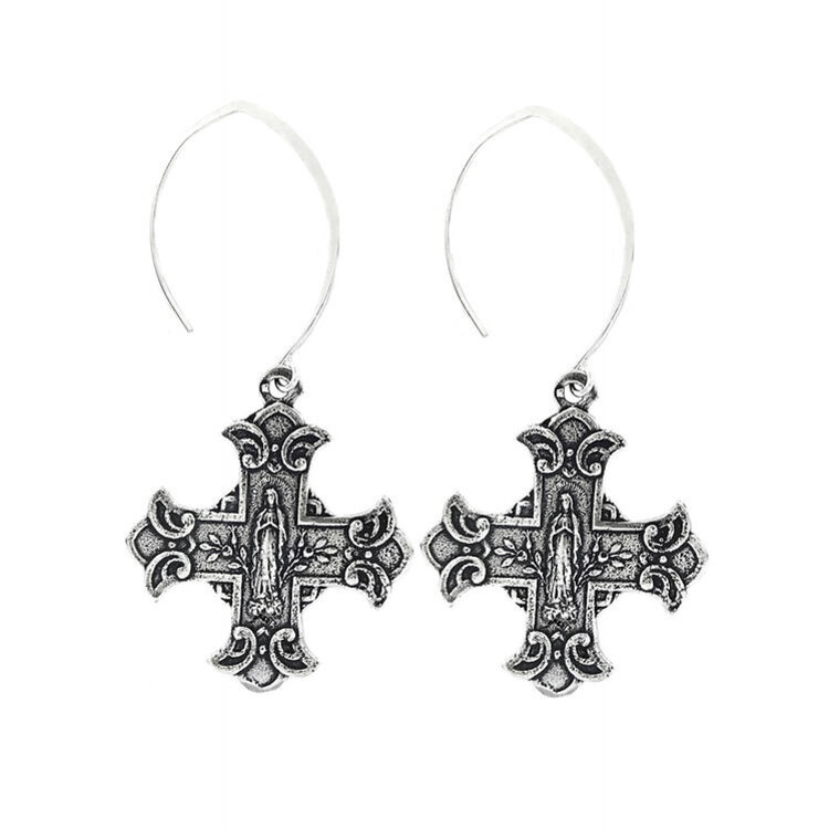 Floral Cross Earring