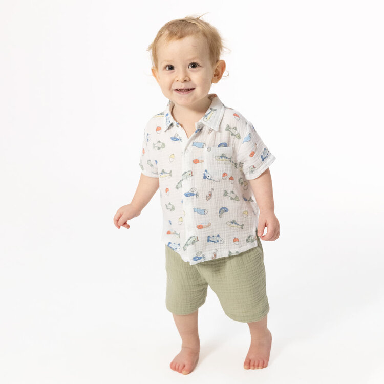 Angel Dear Fishing Lures - Polo Button Up with Casual Short