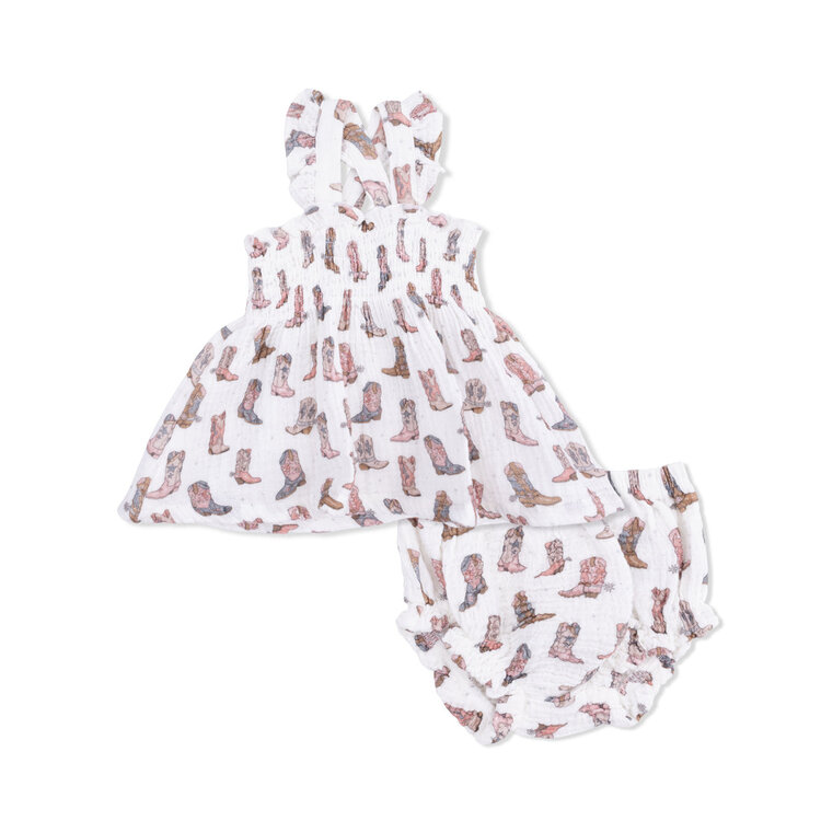 Angel Dear Cowgirl Boots Smocked Top