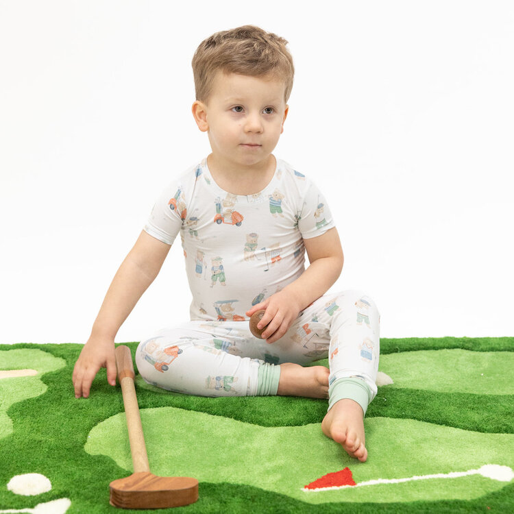Angel Dear Golfing Teddy Bears - Short Sleeve Loungewear Set