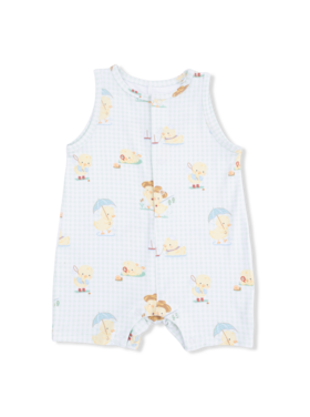 Angel Dear Vintage Spring Ducklings Green - Sleeveless Shortie Romper