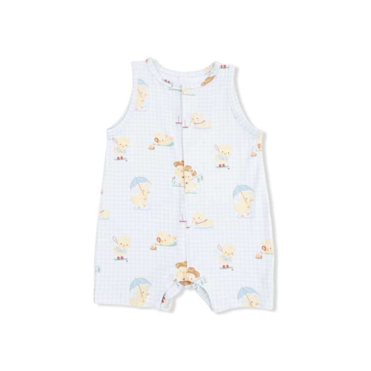 Angel Dear Vintage Spring Ducklings Green - Sleeveless Shortie Romper