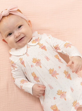 Angel Dear Teddy Bear Ballerina - Smocked Peter Pan Snap Footie