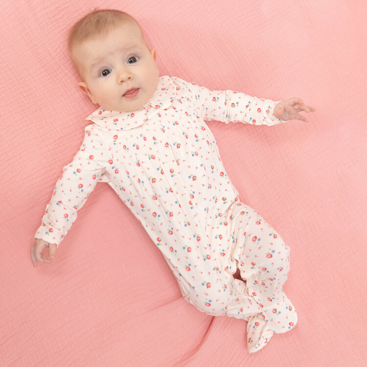 Angel Dear Joli Rosette - Smocked Peter Pan Snap Footie