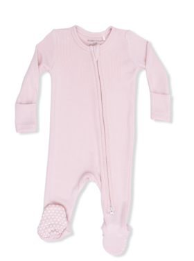 Angel Dear Solid Veiled Pink - 2 Way Zipper Footie