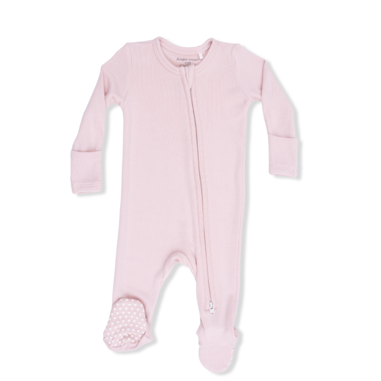 Angel Dear Solid Veiled Pink - 2 Way Zipper Footie