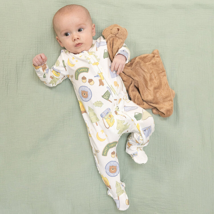 Angel Dear Camping Blue - 2 Way Zipper Footie