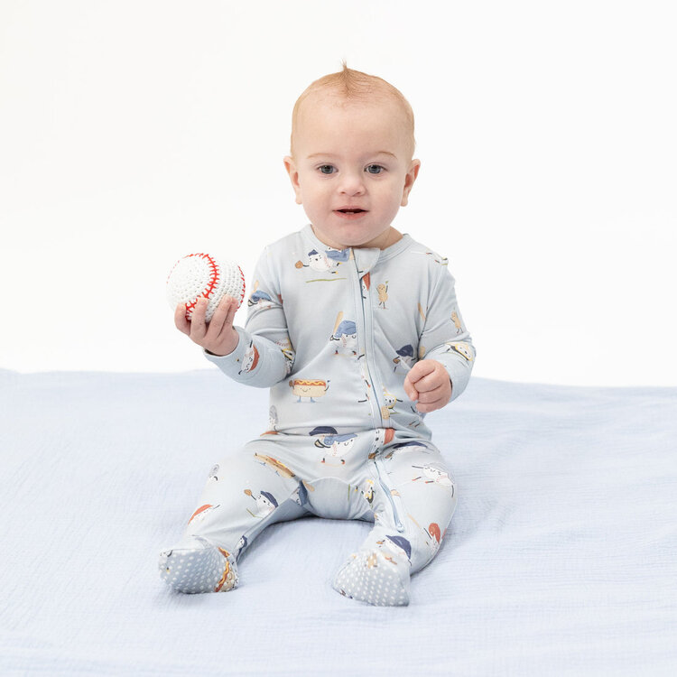 Angel Dear Baseballs Playing Baseball - 2 Way Zipper Footie