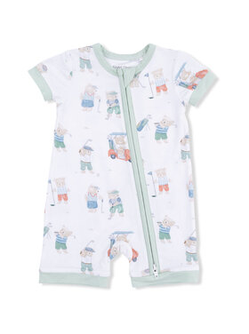 Angel Dear Golfing Teddy Bears - Shortie 2 Way Zipper Romper