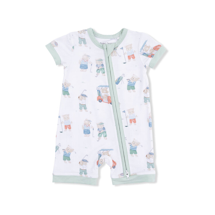 Angel Dear Golfing Teddy Bears - Shortie 2 Way Zipper Romper