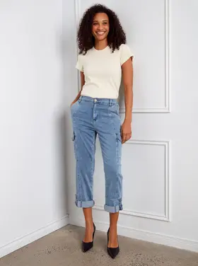 Charlie B Stretch Tencel Cargo Pants With Adjustable Hem