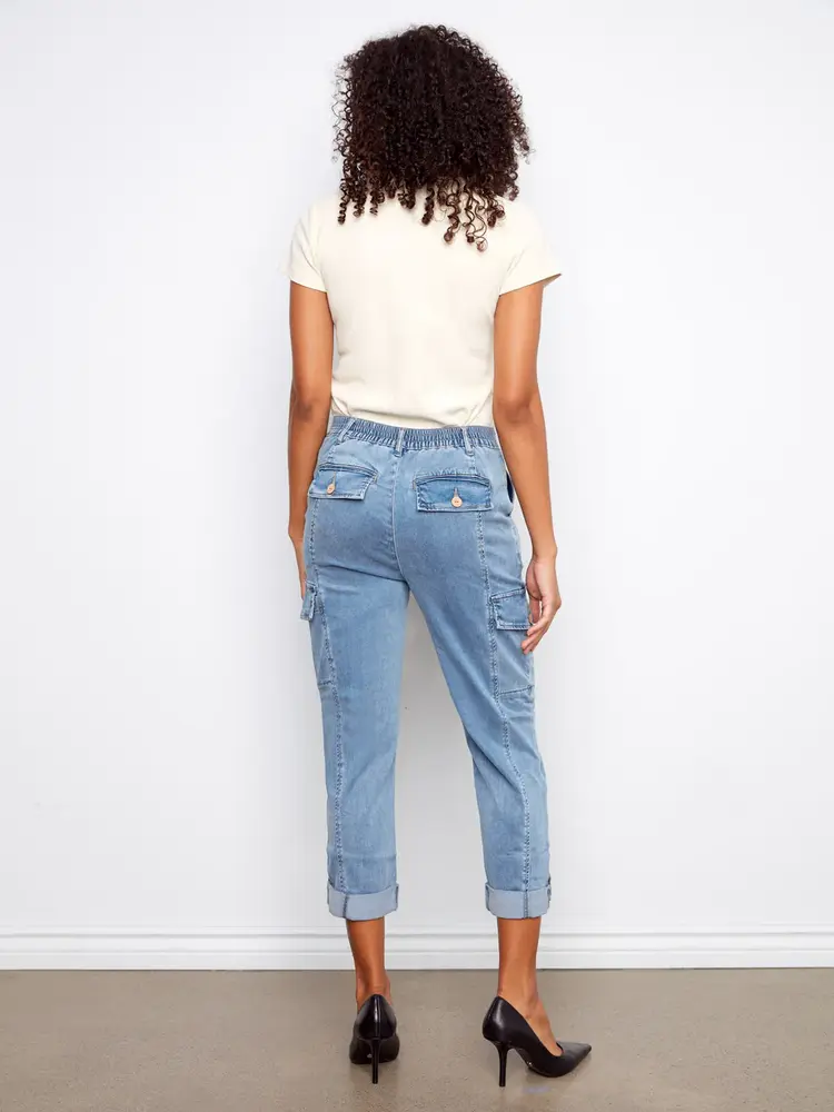 Charlie B Stretch Tencel Cargo Pants With Adjustable Hem