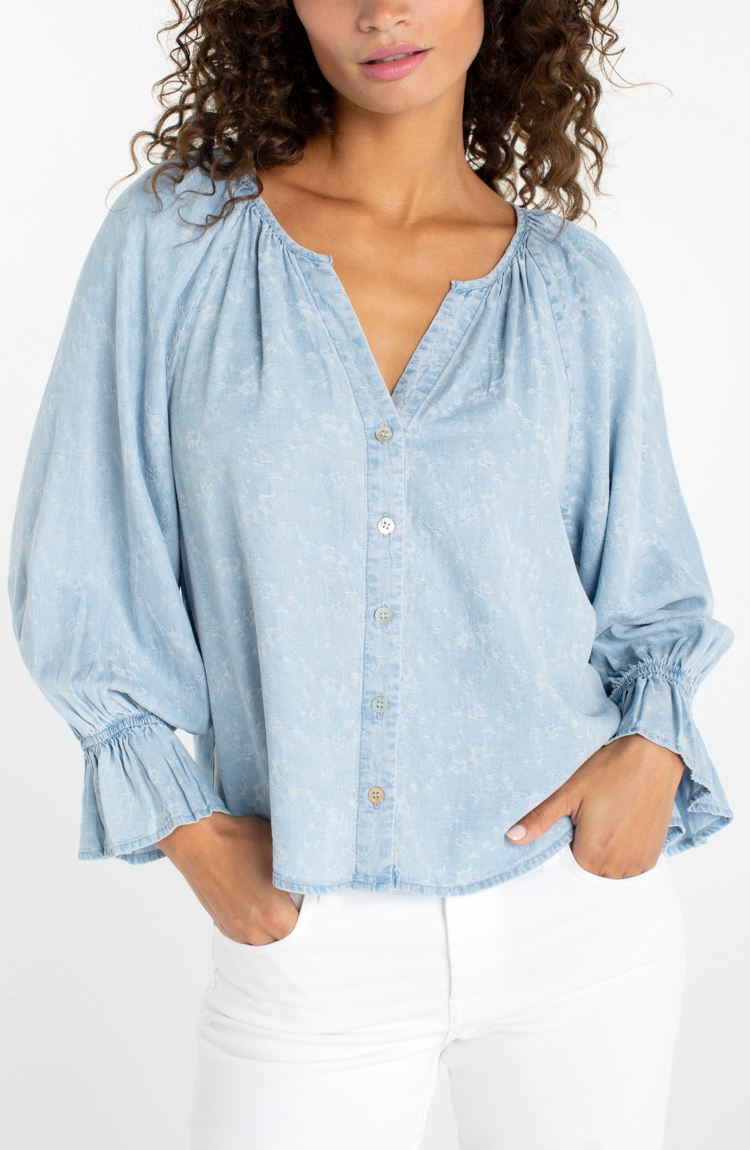 Liverpool Los Angeles 3/4 Sleeve Button Top