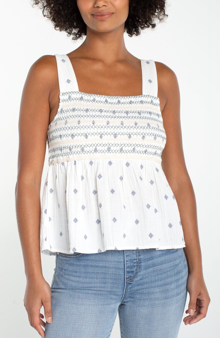 Liverpool Los Angeles Sleeveless Smocked Top