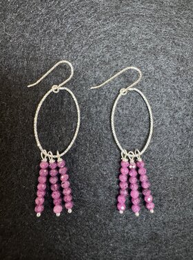 Michelle Gonzalez Designs Earring Garnet Hoop Silver