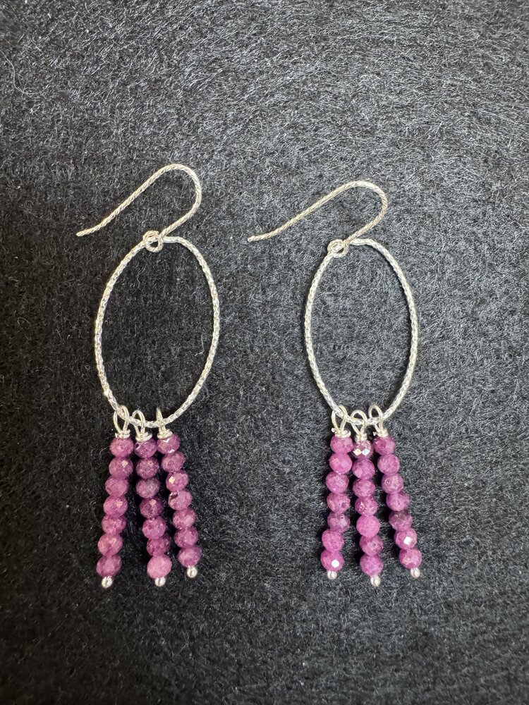 Michelle Gonzalez Designs Earring Garnet Hoop Silver