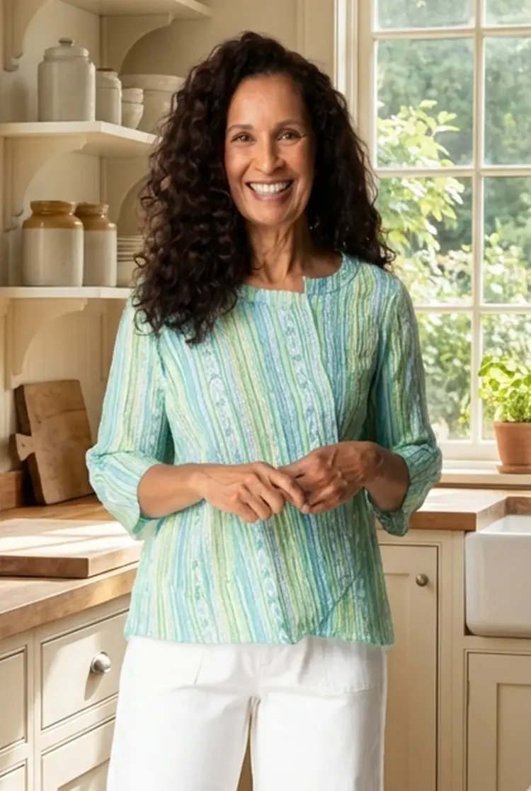 Habitat CRNKLE CTN STRIPE OVERLAY POCKET TOP