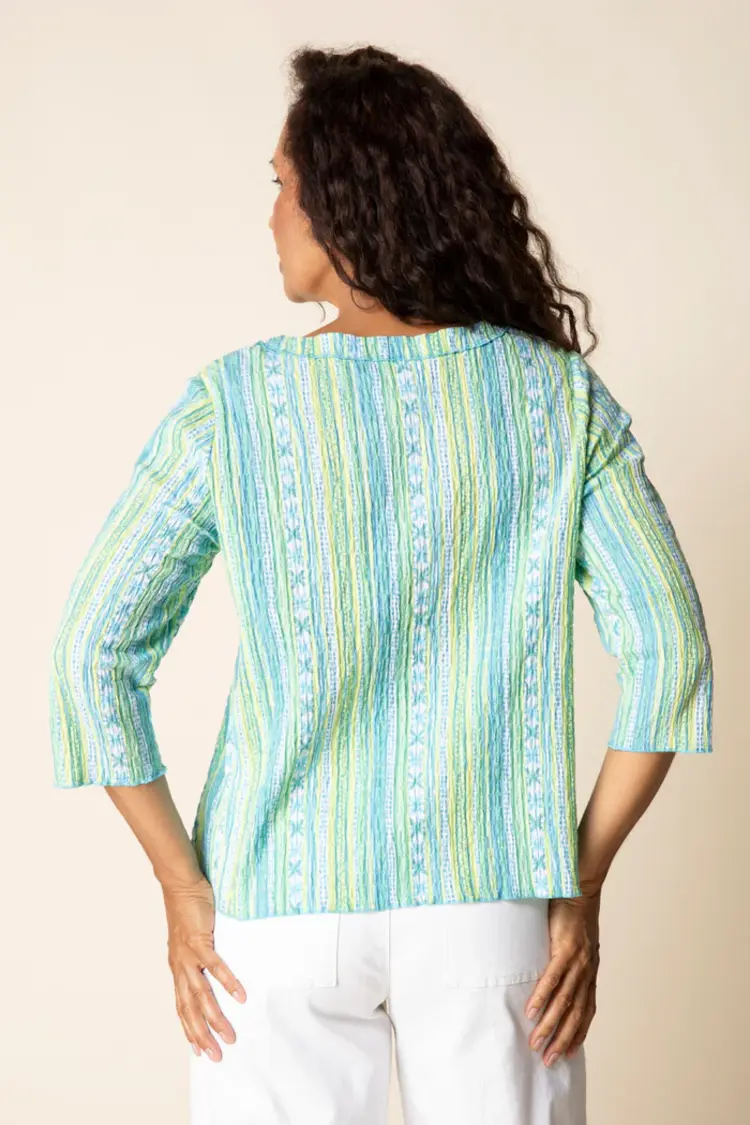 Habitat CRNKLE CTN STRIPE OVERLAY POCKET TOP