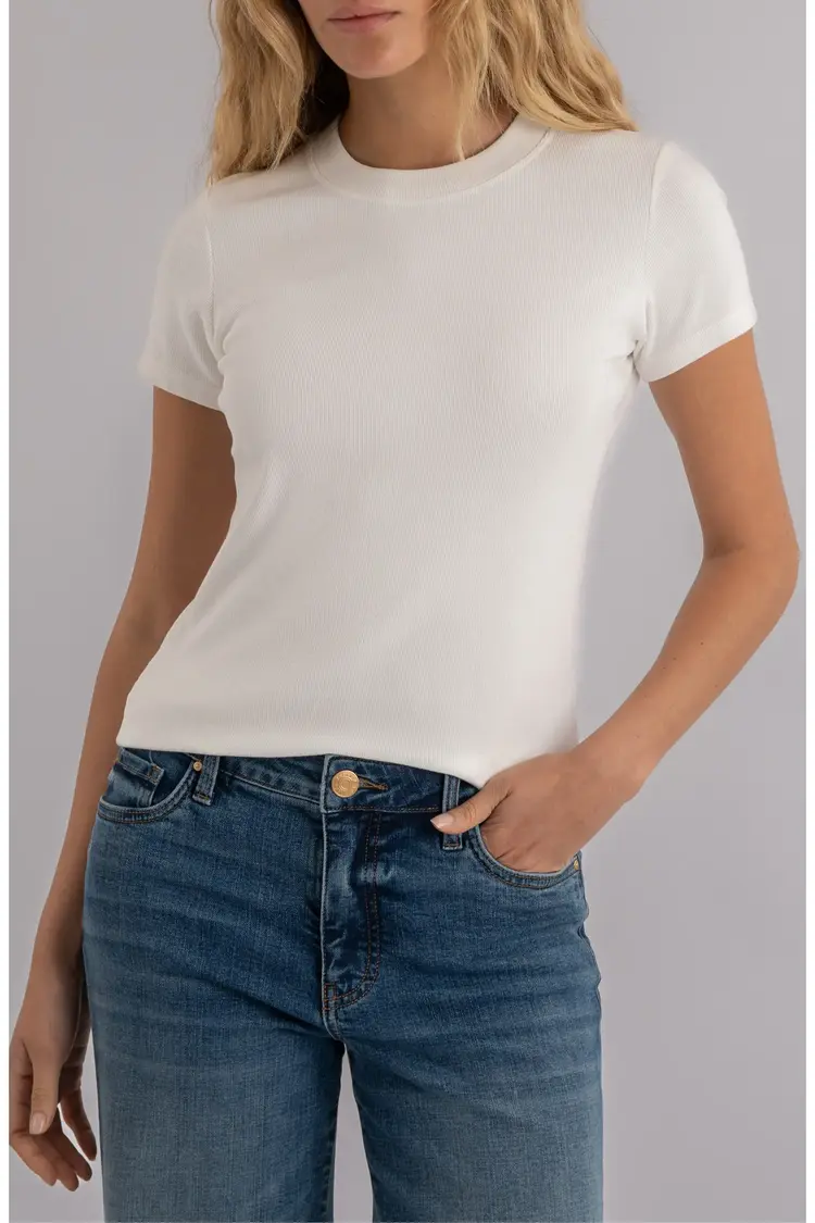Kut from the Kloth / Swatfame Langley Short Sleeve Rib Top