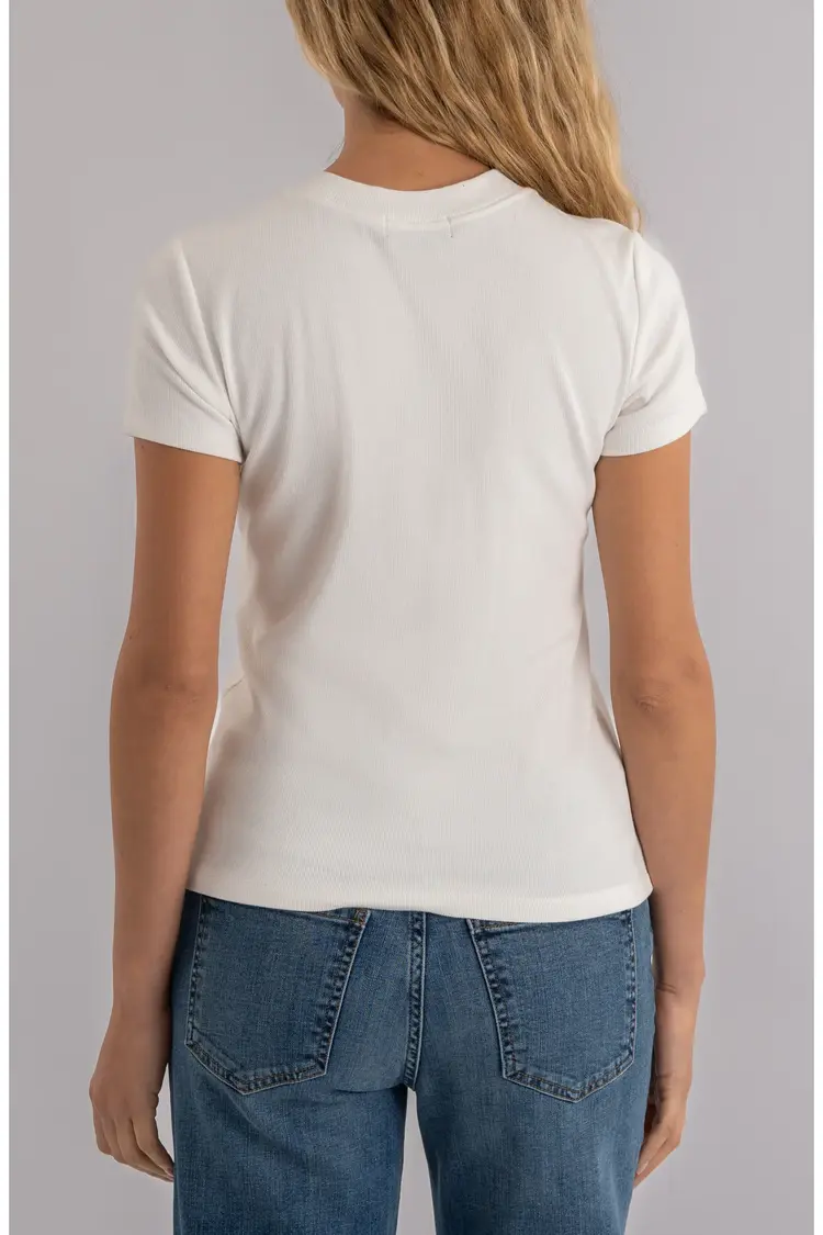 Kut from the Kloth / Swatfame Langley Short Sleeve Rib Top