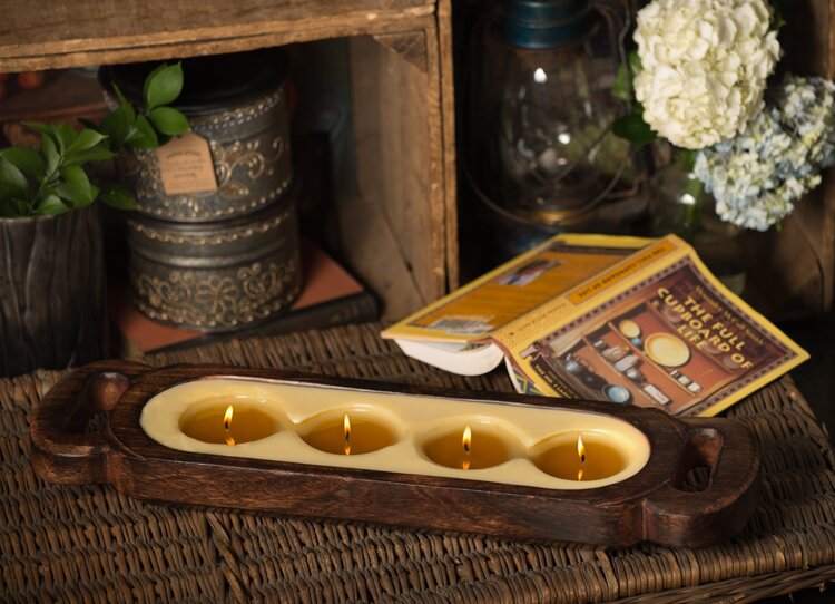 Himalayan Trading Post Wooden Candle Tray Med Bourbon Vanilla