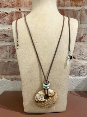 Chipita Necklace: 24"-36" - Sterling Silver, Picture Jasper, Turquoise