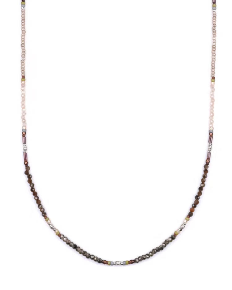 Chipita Necklace: 16" - Sterling Silver, Zircon, Miyuki glass beads
