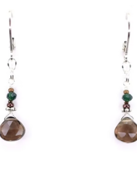 Chipita Earring: 1.5" - Sterling Silver, Smokey Quartz