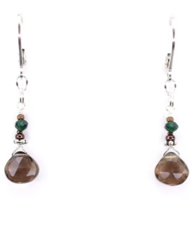 Chipita Earring: 1.5" - Sterling Silver, Smokey Quartz