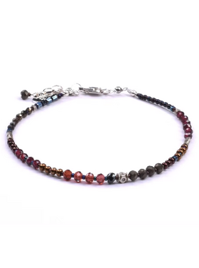 Chipita Bracelet: 7"-7.25" - Sterling Silver, Garnet, Pyrite