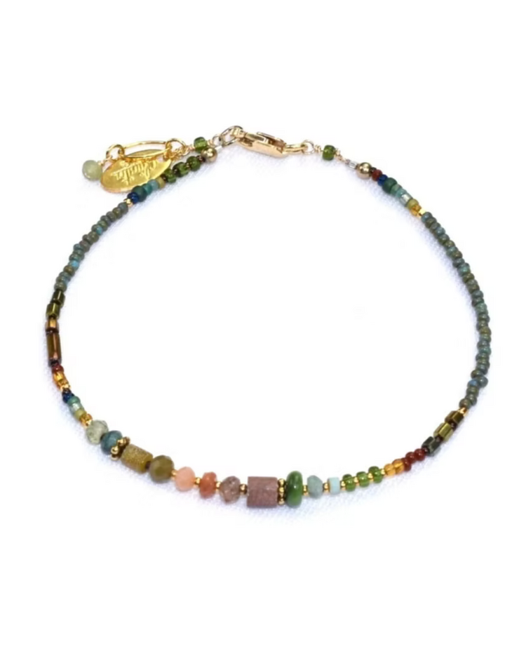 Chipita Bracelet: 7" - Turq., G.F., Tiger Eye, Apatite, Garnet