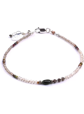 Chipita Bracelet: 7" - Sterling Silver, Tourmaline, Zircon, Corundum