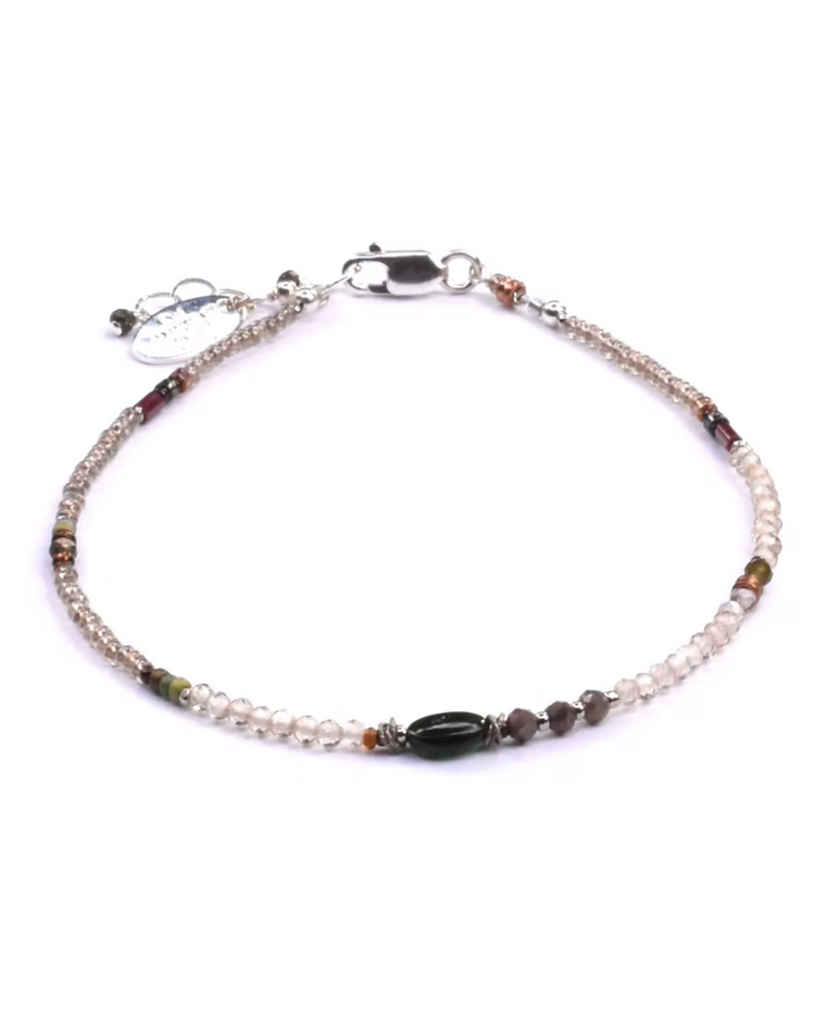 Chipita Bracelet: 7" - Sterling Silver, Tourmaline, Zircon, Corundum