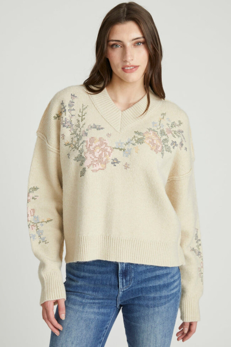 Driftwood Natural Needlepoint Sweater