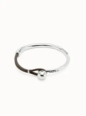 UNO De 50 Ser Intrepida Black Leather Silver Bracelet- Medium