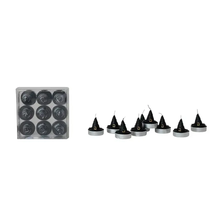 Creative Co-Op Unscented Witch's Hat Shaped Tealights in Box, Set of 9