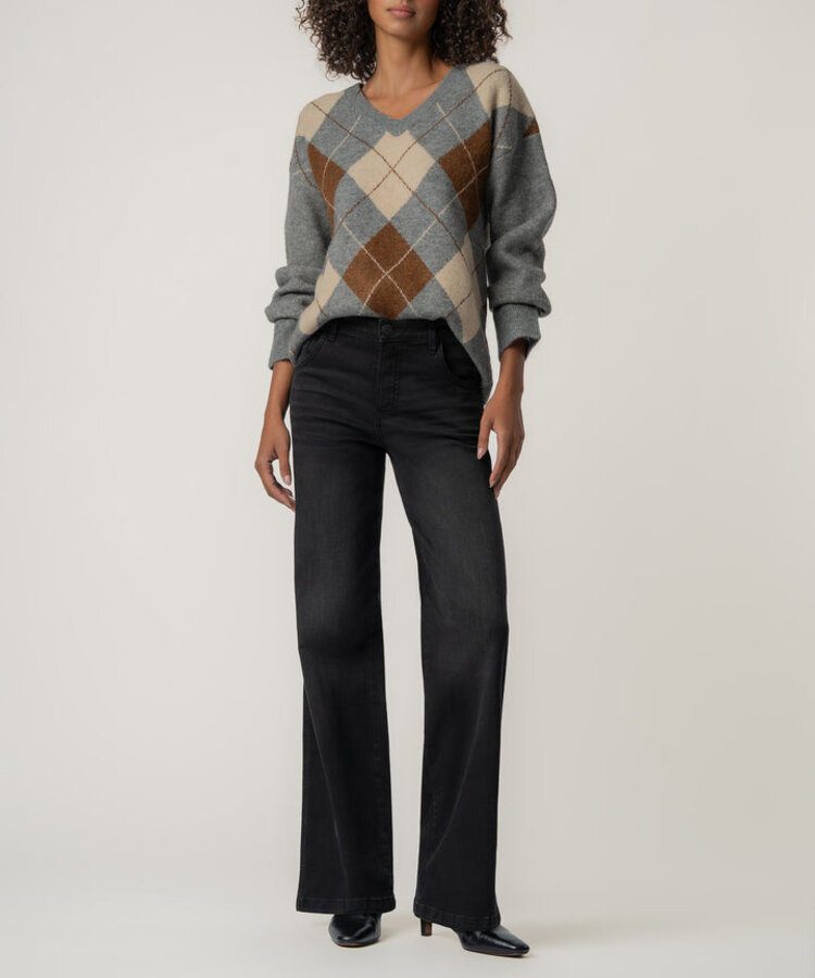 Kut from the Kloth / Swatfame Kimberly V-Neck Argyle Sweater